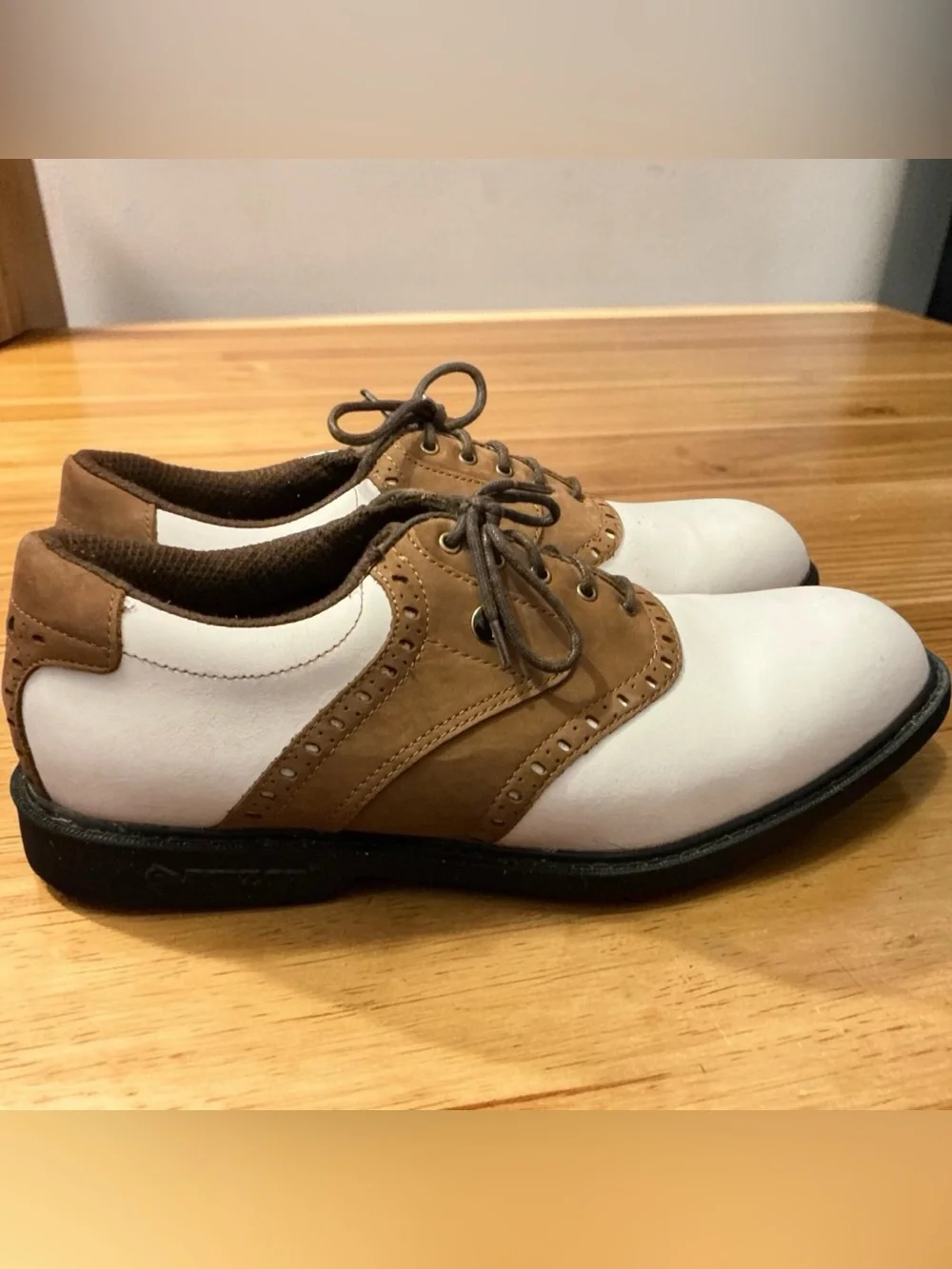 Dunlop Vintage White & Brown Saddle Golf Shoes